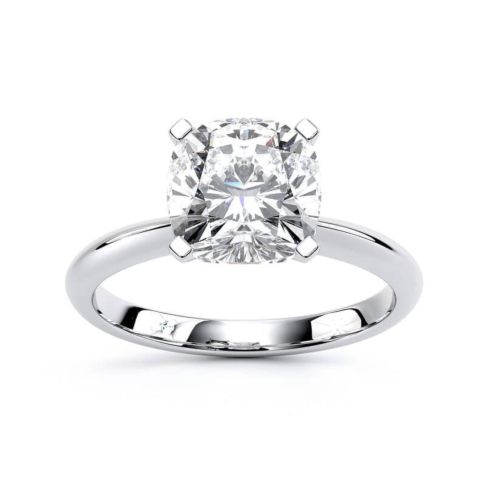 Veda Jewelry 1.67 Ct Cushion Cut Solitaire Engagement Ring for Women - 14K White Gold Plated with Moissanite - Perfect for Wedding Proposals, Promise Rings, Gifts for Her