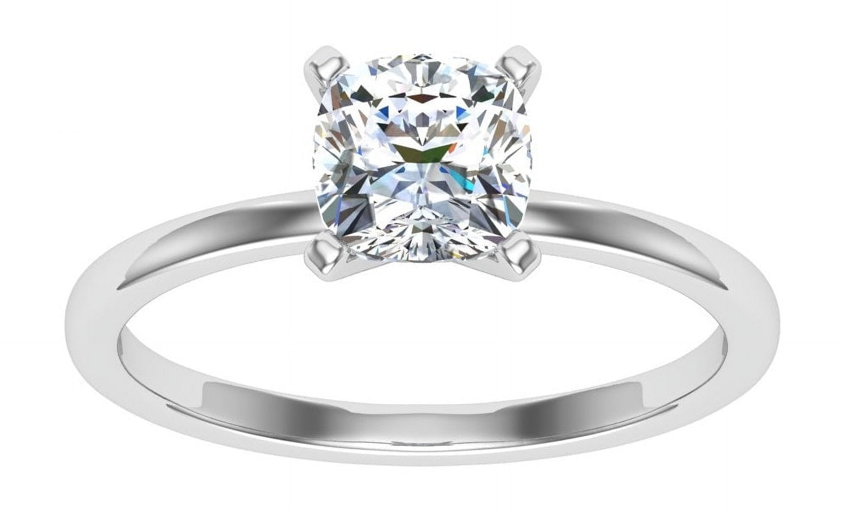 Veda Jewelry 1.67 Ct Cushion Cut Solitaire Engagement Ring for Women - 14K White Gold Plated Prong Set Ring - Moissanite for Elegant Wedding Jewelry - Simple Daily Wear Rings for Her