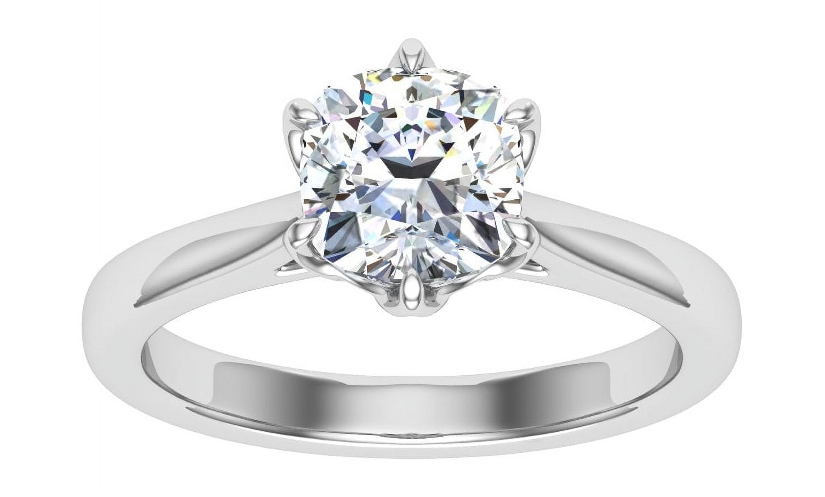Veda Jewelry 1.86 Ct Cushion Cut Moissanite Engagement Ring - 14K White Gold Plated Solitaire Ring for Women - Beautiful Wedding Ring for Daily Wear - Gift for Her