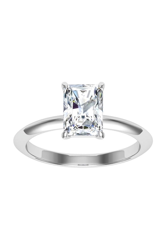 ry 1.86 Ct Radiant Cut Solitaire Ring for Women - Moissanite in 14K White Gold Plated Setting Rings - Elegant and Simple Wedding Ring for Her - 25th Anniversary Rings