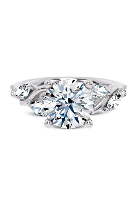 ry Moissanite Round Cut Moissanite Ring - 1.67 Ct Curved Vine Solitaire Ring for Women - 14K White Gold Plated Engagement Wedding Jewelry for Her - Moissanite Rings for Women Special Days