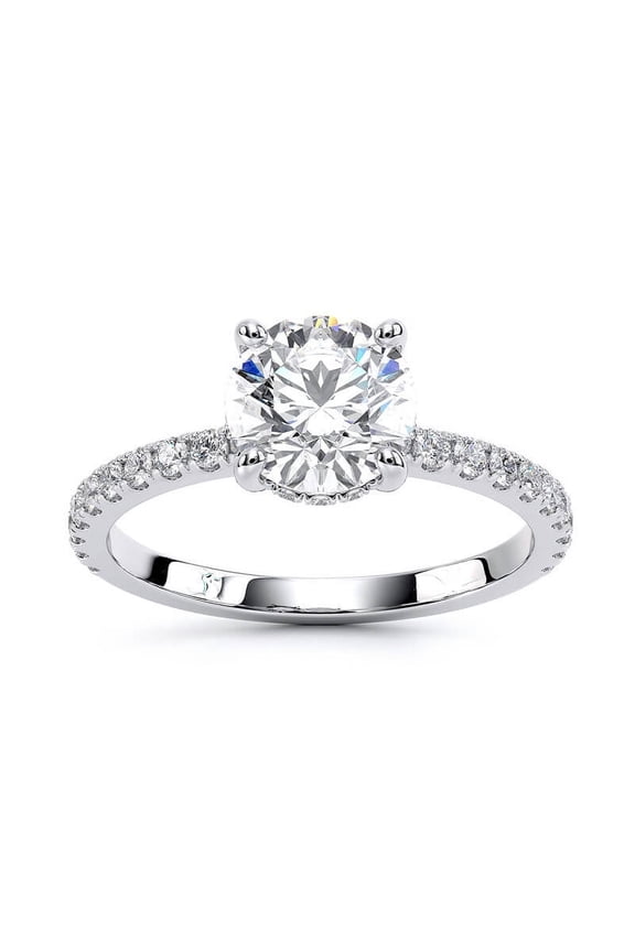 ry Women's Engagement Ring - 1.76 Ct Round Brilliant Moissanite in 14K White Gold Plated - Wedding Proposal Ring, Anniversary Gift for Her - Daily Wear Rings for Women's