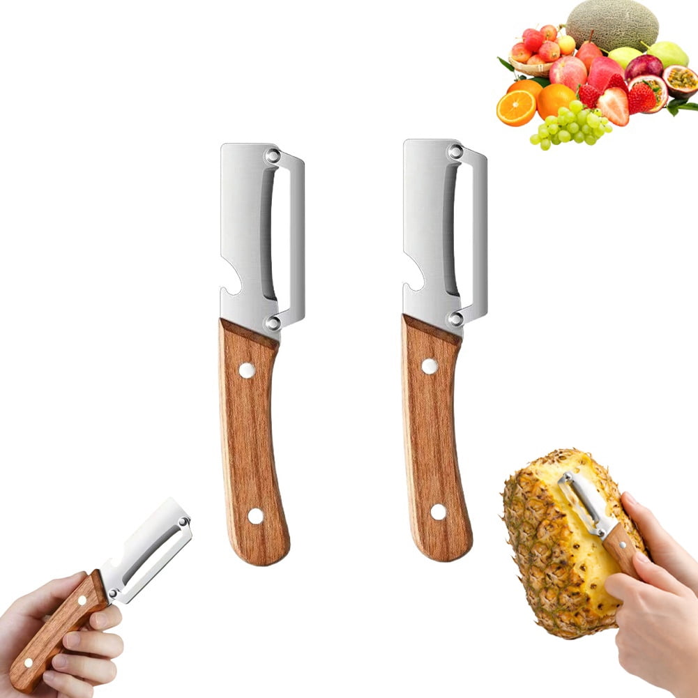 Vedaeyer Kitchen Multi-Function Stainless Steel Thickened Fruit Peeler Knife,Zero Snag Wooden Peeler,2-In-1 Multifunctional Design,Smooth, Ultra-Sharp Blade,Ideal For Kitchen Use