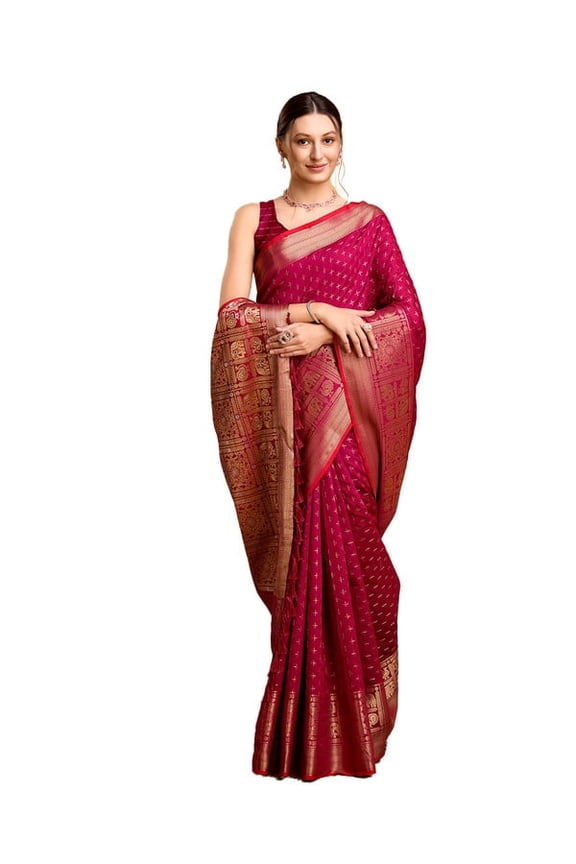 Women's Soft Litchi Silk Banarasi Silk Saree (Str-Aarita-Rani)