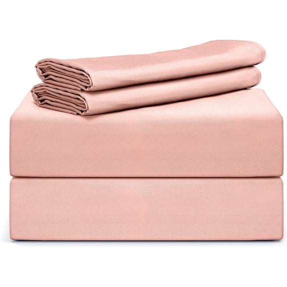 Vedanta Home Collection 4pc Sheet Set Full 600 Threadcount 100% Natural Cotton Full Sheet Set Blush Fit up to 15'' Inch Extra Deep Pocket Super Soft