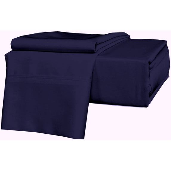Vedanta Home Collection 4pc Sheet Set Short Queen Size 600 Threadcount 100% Natural Cotton Short Queen Size Sheet Set Navy Blue Fit up to 15'' Inch Extra Deep Pocket Super Soft