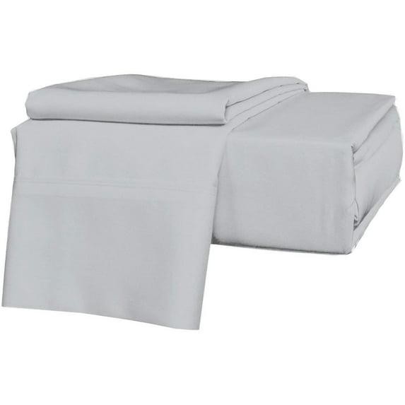 Vedanta Home Collection 4pc Sheet Set Twin 600 Threadcount 100% Natural Cotton Twin Sheet Set Silver Grey Fit up to 12'' Inch Extra Deep Pocket Super Soft