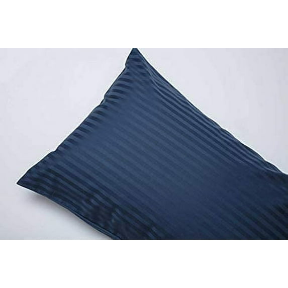 Vedanta Home Collection Body Pillow Cover, 20"x 54" Body Pillowcase 1 Piece Navy Blue Stripe Super Soft 600 TC 100% Natural Cotton Envelope Closure