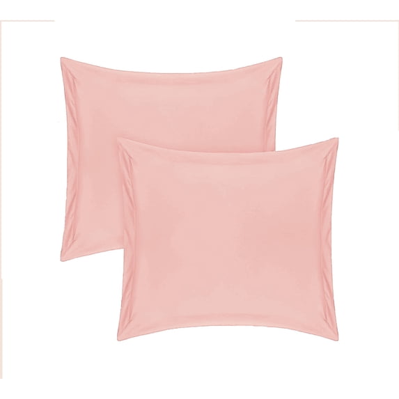 Vedanta Home Collection European Square Pillow Shams Set of 2 Blush 600 Thread Count 100% Natural Cotton Pack of Two Euro 20''x 20'' Pillow Shams Decorative