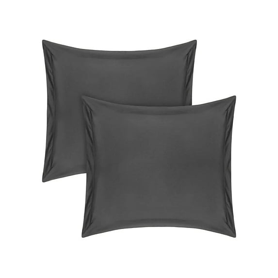 Vedanta Home Collection European Square Pillow Shams Set of 2 Dark Grey 600 Thread Count 100% Natural Cotton Pack of Two Euro 28''x 28'' Pillow Shams Decorative