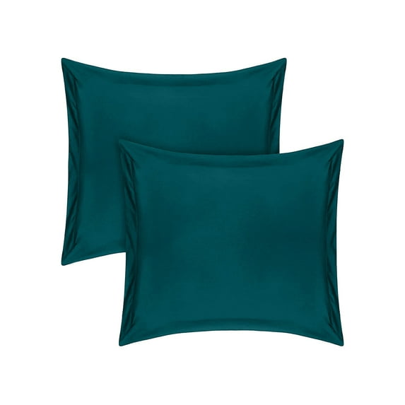 Vedanta Home Collection European Square Pillow Shams Set of 2 Teal Blue 600 Thread Count 100% Natural Cotton Pack of Two Euro 18''x 18'' Pillow Shams Decorative