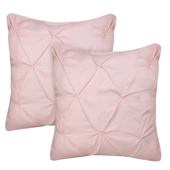 Vedanta Home Collection European Square Pinch Pillow Shams Set of 2 Blush 600 Thread Count 100% Natural Cotton Pack of Two Euro 28''x 28'' Pillow Shams Decorative