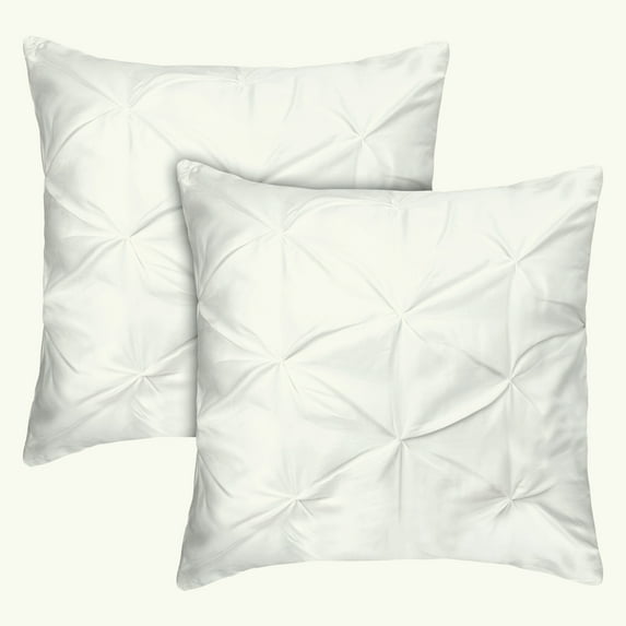 Vedanta Home Collection European Square Pinch Pillow Shams Set of 2 White 600 Thread Count 100% Natural Cotton Pack of Two Euro 28''x 28'' Pillow Shams Decorative