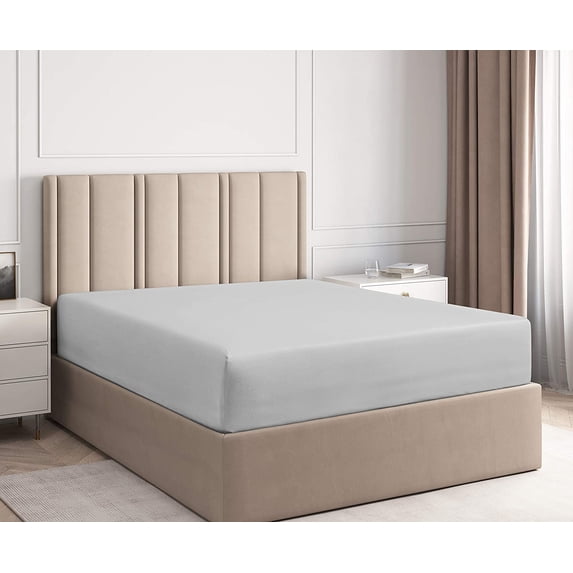 Vedanta Home Collection Fitted Sheet Full 600 Threadcount 100% Natural Cotton Full One Fitted Sheet Dark Grey Fit up to 15'' Inch Extra Deep Pocket Super Soft