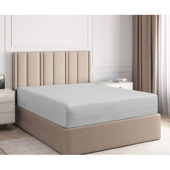 Vedanta Home Collection Fitted Sheet King 600 Threadcount 100% Natural Cotton King One Fitted Sheet Dark Grey Fit up to 18'' Inch Extra Deep Pocket Super Soft