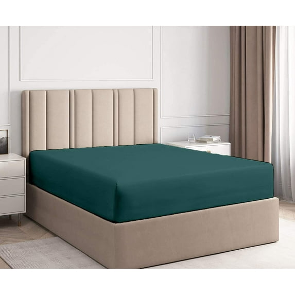 Vedanta Home Collection Fitted Sheet King 600 Threadcount 100% Natural Cotton King One Fitted Sheet Teal Blue Fit up to 12'' Inch Extra Deep Pocket Super Soft
