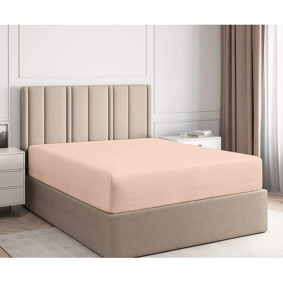 Vedanta Home Collection Fitted Sheet Queen 600 Threadcount 100% Natural Cotton Queen One Fitted Sheet Blush Fit up to 16'' Inch Extra Deep Pocket Super Soft