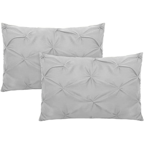 Vedanta Home Collection King Size Pinch Pillow Shams Set of 2 Silver Grey 600 Thread Count 100% Natural Cotton Pack of Two King 20''x 42'' Pillow Shams Decorative