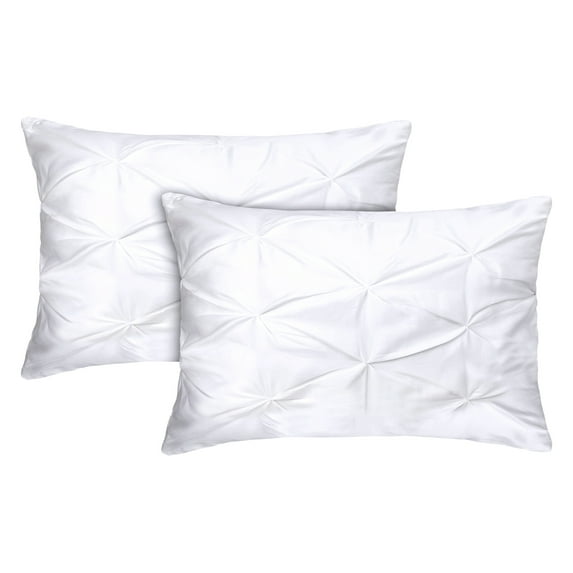Vedanta Home Collection Queen Pinch Pillow Shams Set of 2 White 600 Thread Count 100% Natural Cotton Pack of Two Queen 20''x 30'' Pillow Shams Decorative