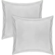 Vedanta Home Collection Square European Pillow Shams Euro 24x24 Set of 2 Silver Grey Euro Pillow Sham 600 Thread Count 100% Natural Cotton