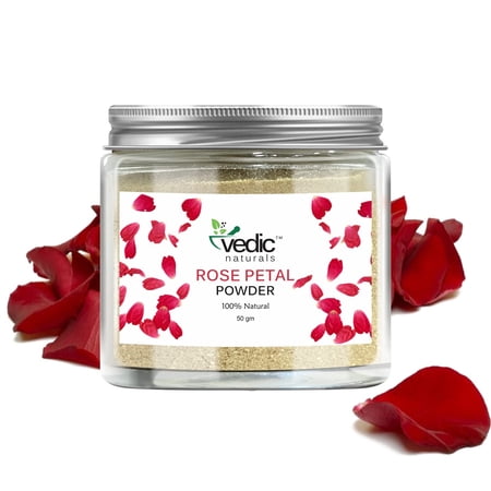 Vedic Naturals Rose Petal Powder 100% Natural, Skin Whitening & Anti Ageing Face Pack 50g