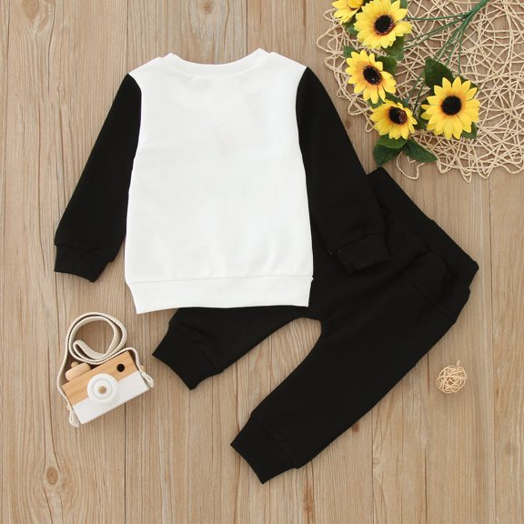 Vedolay 2 Piece Sets for Boy Boy Fall Winter Clothes 2-Piece Long Sleeve Top and Jogger Pant Set,White 0-6 Months