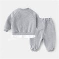 thumbnail image 1 of Vedolay 2 Piece Sets for Boy Two Piece Outfits Scoop Neck Crop Long Sleeve Top and Letter Graphic Pants Set,Gray 6-12 Months, 1 of 5