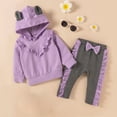 thumbnail image 1 of Vedolay 2 Piece Sets for Girl 2 Piece Outfits Color Print Spaghetti Strap Cropped Cami Top and Sweatpants,Purple 0-6 Months, 1 of 5
