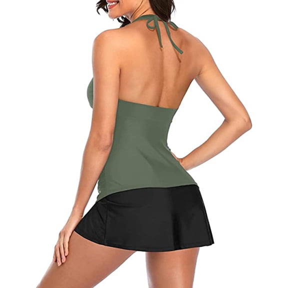 Vedolay 2 Piece Swimsuit For Women Women Two Piece Swimsuits High Waisted Bikini Set Ruffle Flounce Tummy Control Bottoms Bathing Suit,AG XL