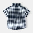thumbnail image 1 of Vedolay 2023 Summer Tops Boy Button Down Shirt Short Sleeve Lapel Neck Casual Tee,Blue 4-5 Years, 1 of 4