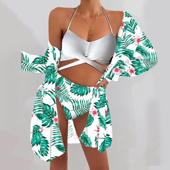 Vedolay 3 Piece Swimsuits For Women Two Piece Swimsuits for Women Tummy Control Bathing Suit One Shoulder Tankini Top with Bikini Bottoms,Mint Green S