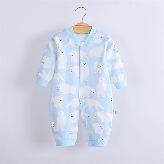 Vedolay Baby Bodysuit Boys Fall Rompers Off Shoulder Floral Print Casual Long Jumpsuits,Sky Blue 6-9 Months