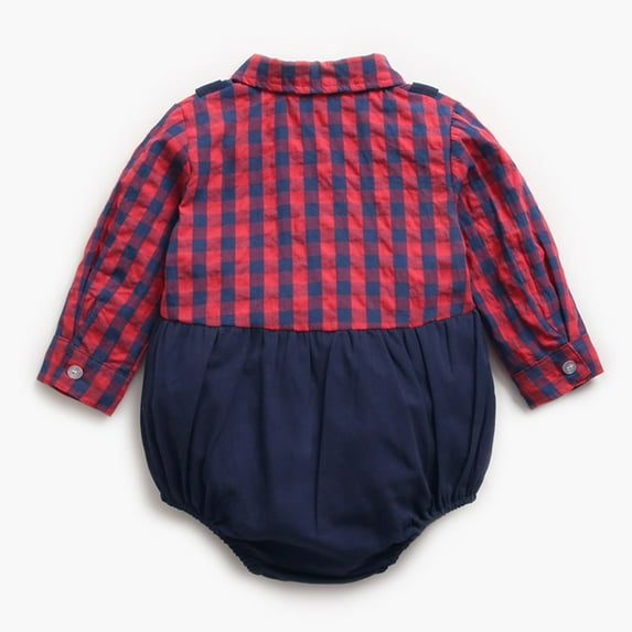 Vedolay Baby Bodysuit Boys Winter Floral Print Romper Spaghetti Strap Scoop Neck Long Sleeve Belted Jumpsuit Pants with Pockets,Red 18-24 Months