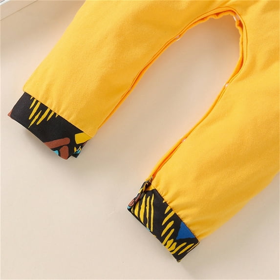 Vedolay Baby Boys Bodysuit Boys Winter Crew Neck Romper Long Sleeve Stretchy Long Jumpsuit Pants with Side Pockets,Yellow 9-12 Months