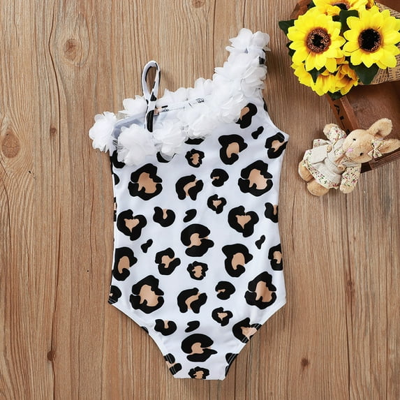 Vedolay Baby Girl Swimsuit Girls One Piece Rainbow Unicorn Swimsuit Stars Print Swimwear Bathing Suit,White 4-5 Years