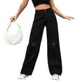 thumbnail image 1 of Vedolay Baggy Jeans Women's High Waisted Wide Leg Jeans Regular Fit Button Up Denim Pants,Black M, 1 of 5
