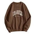 thumbnail image 1 of Vedolay Basic Sweatshirt for Women 2023 Print Crew Neck Long Sleeves Sweatshirt Tops Brown,4XL, 1 of 5