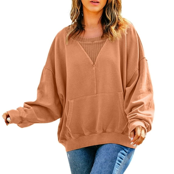 Vedolay Basic Sweatshirt for Women 2023 Vintage Graphic Sweatshirt Oversized Pullover Tops Red,XL