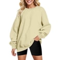 thumbnail image 1 of Vedolay Basic Sweatshirt for Women Plus Oversized Crew Neck Long Sleeve Pocket Sweatshirts Beige,S, 1 of 4
