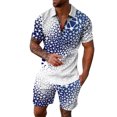 thumbnail image 1 of Vedolay Beach Mens Suits,Men's 2 Pieces Cotton Linen Set Henley Shirt Short Sleeve And Casual Beach Shorts Summer Yoga Outfits(Blue,XL), 1 of 5