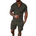 thumbnail image 1 of Vedolay Beach Mens Suits,Mens 2 Pieces Shirt Set Short Sleeve Button Down Casual Hippie Beach Holiday Shirts Shorts Outfits(Grey,3XL), 1 of 3