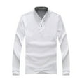 thumbnail image 1 of Vedolay Big and Tall Mens Shirts Classic Fit Tops Buttons Polo Shirt Long Sleeve Pullover White,3XL, 1 of 2