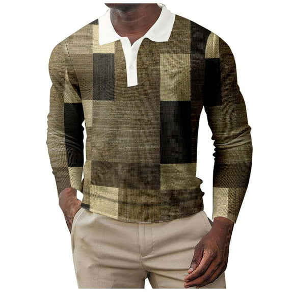 Vedolay Big and Tall Mens Shirts Plus Size Shirts Long Sleeve Casual Buttton Down Shirts Top Brown,L