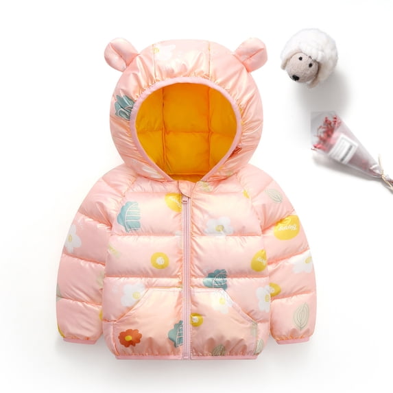 Vedolay Blazer Jackets Kids Hooded Coat Lightweight Winter Thicken Warm Jacket,Hot Pink 18-24 Months