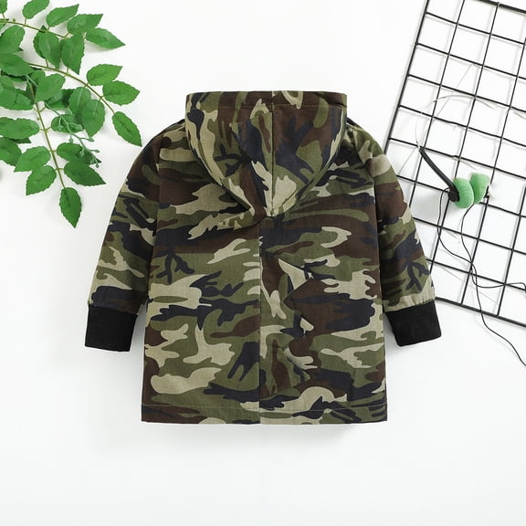 Vedolay Blazer Jackets Toddler Boy's Contrast Color Long Sleeve Hooded Fall Winter Kids Coat,Camouflage 4-5 Years