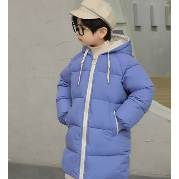 Vedolay Blazer Jackets for Boy Jacket Letter Print Long Sleeve Color Block Winter Coat,Blue 4-5 Years
