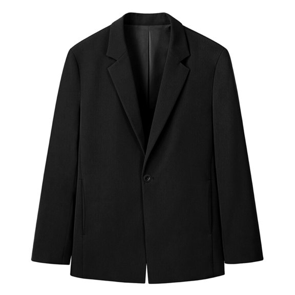 Vedolay Blazer Jackets for Men Lapel Collar Single Long Sleeve Crop Top Blazer Jacket,Black L