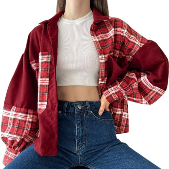 Vedolay Blazer Jackets for Women Casual Open Front Long Sleeve Work Office Jackets Red,S