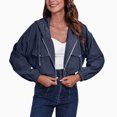 thumbnail image 1 of Vedolay Blazer Jackets for Women Plus Size Open Front Cardigans Soft Draped Ruffle Shrugs Navy,M, 1 of 4