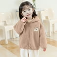 thumbnail image 1 of Vedolay Blazer jacket 2023 Fall Jackets for Kids Print Zip Up Hooded Long Sleeve Coat,Coffee 2-3 Years, 1 of 4